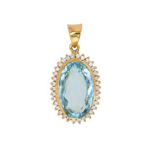 Pendentif or jaune diamant,P.fine Vintage aigue-marine