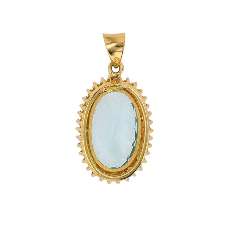 Pendentif or jaune diamant,P.fine Vintage aigue-marine