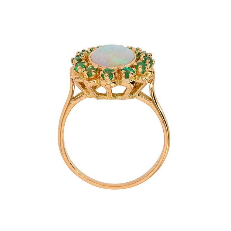 Bague or jaune Pierres Fines opale et émeraudes