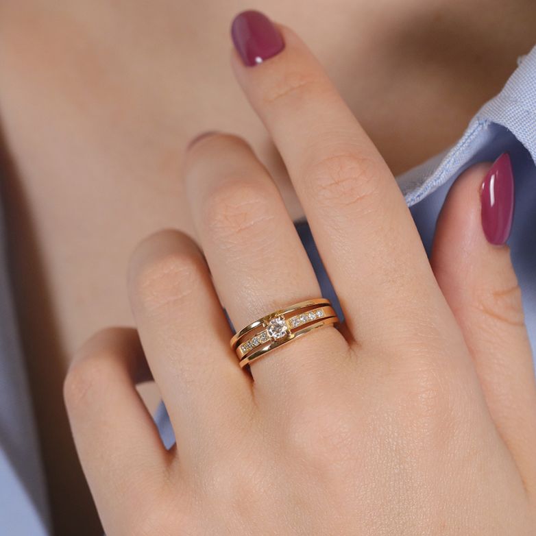 Bague or jaune diamant (s) 