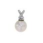 Pendentif or gris diamant et perle