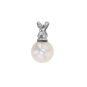 Pendentif or gris diamant et perle 