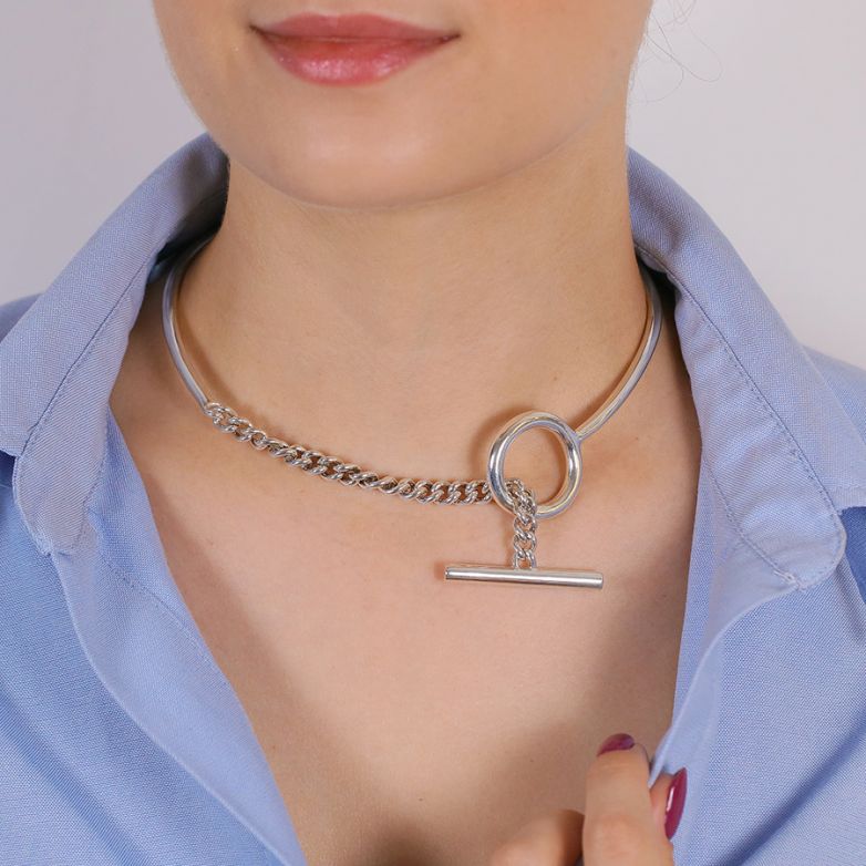collier argent signé HERMES - Croisette