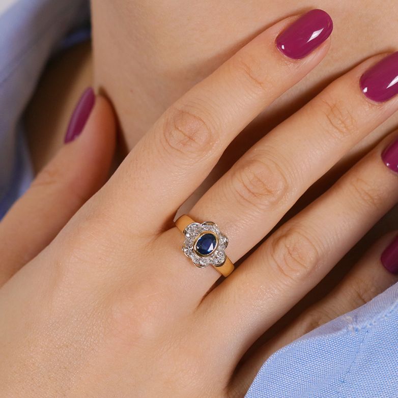 Bague or bicolore saphir et diamant(s) 