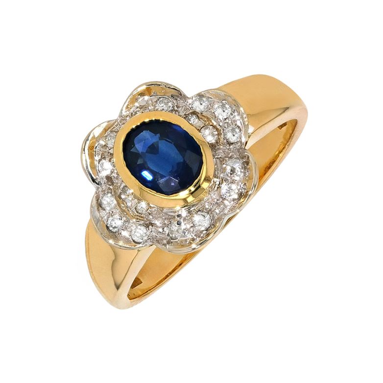 Bague or bicolore saphir et diamant(s)
