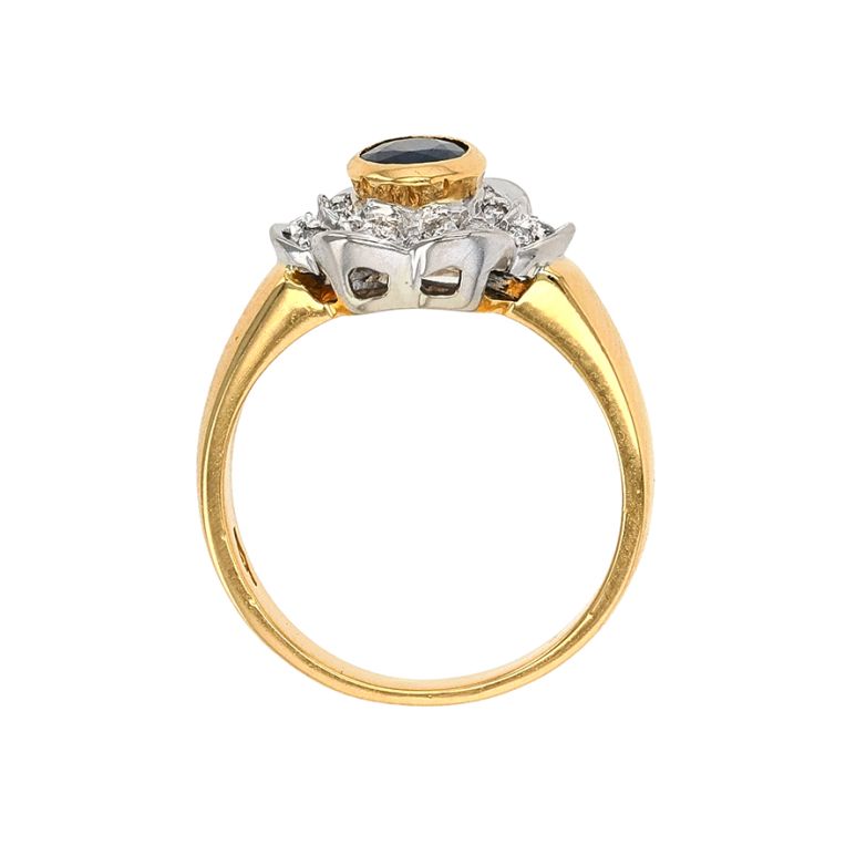 Bague or bicolore saphir et diamant(s) 