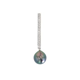 Pendentif or gris diamant et perle