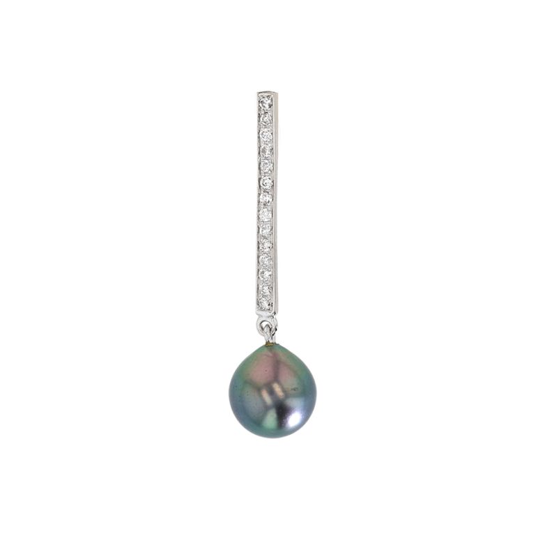 Pendentif or gris diamant et perle
