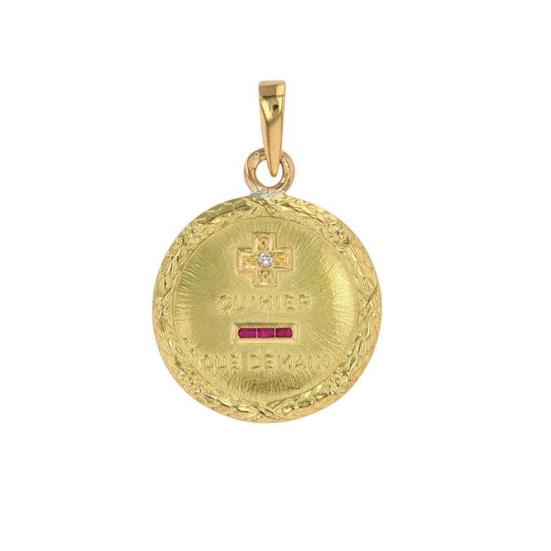médaille or jaune rubis et diamant(s)