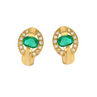 Boucles d'oreilles or jaune émeraude et diamant(s) 