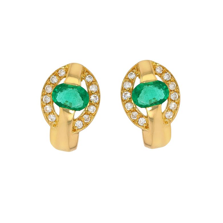 Boucles d'oreilles or jaune émeraude et diamant(s) 