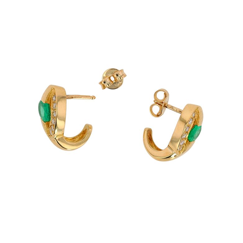 Boucles d'oreilles or jaune émeraude et diamant(s) 