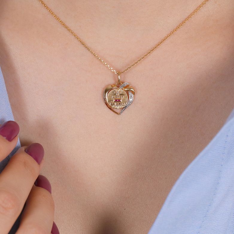 Pendentif or bicolore rubis et diamant(s) 