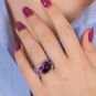 Bague or gris diamant,P.fine améthyste