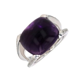 Bague or gris diamant,P.fine améthyste