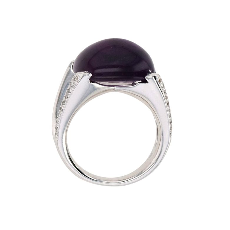 Bague or gris diamant,P.fine améthyste
