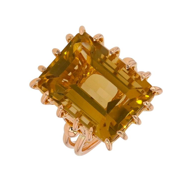 Bague or rose Citrines Vintage 