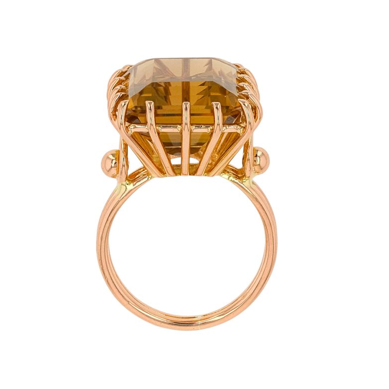 Bague or rose Citrines Vintage 
