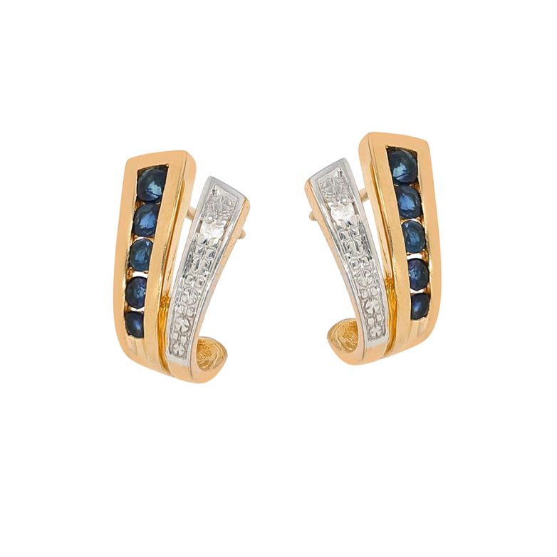 Boucles d'oreilles or jaune saphir et diamant(s) 