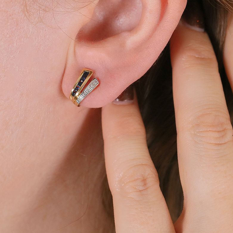 Boucles d'oreilles or jaune saphir et diamant(s) 