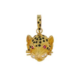 Pendentif or jaune rubis et diamant(s) Vintage 