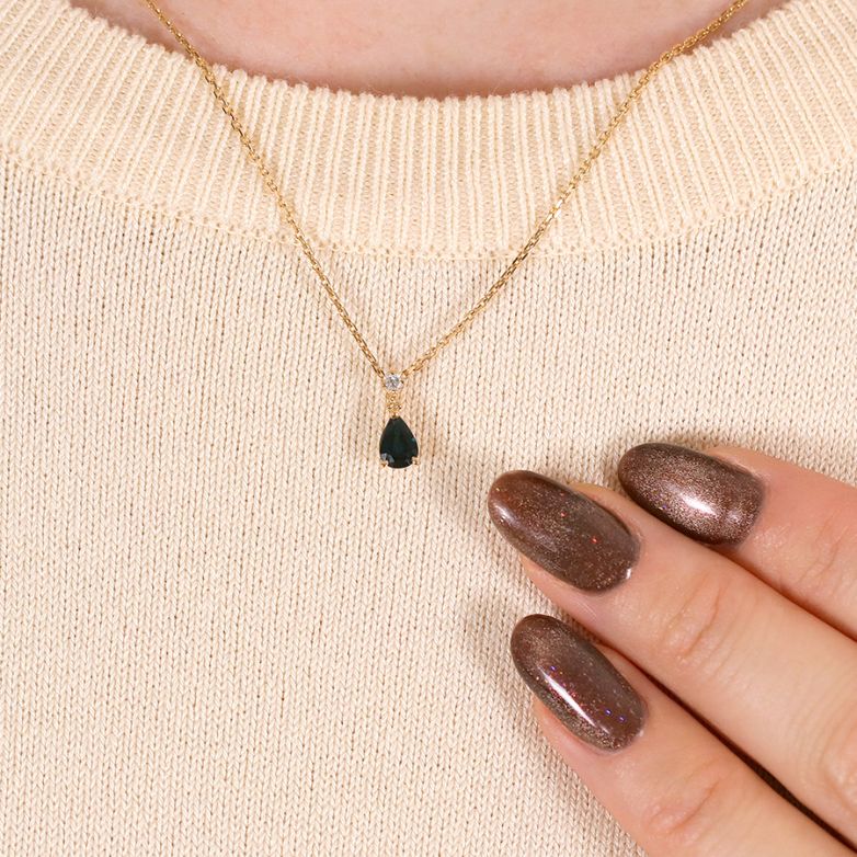 Pendentif or jaune saphir et diamant(s) 