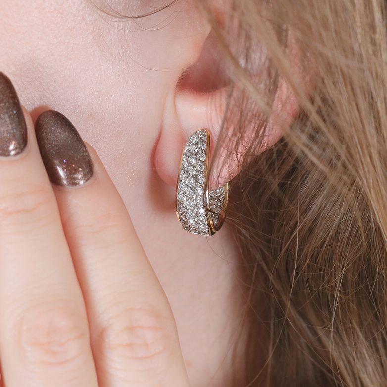 Boucles d'oreilles or bicolore diamant (s) 