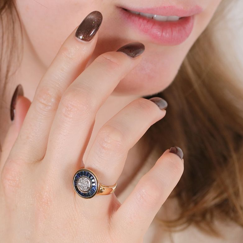 Bague or bicolore saphir et diamant(s) 