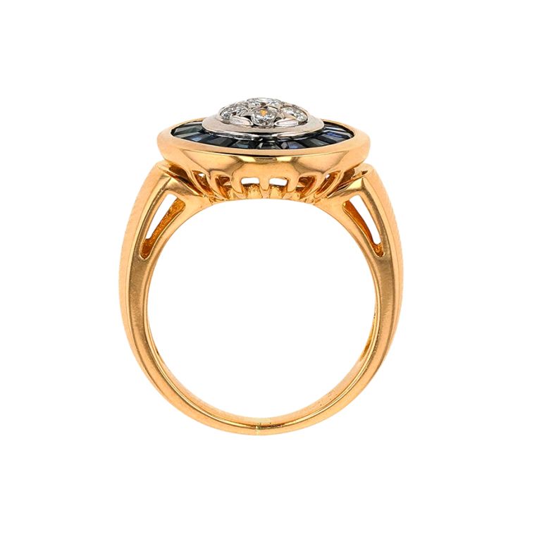 Bague or bicolore saphir et diamant(s) 