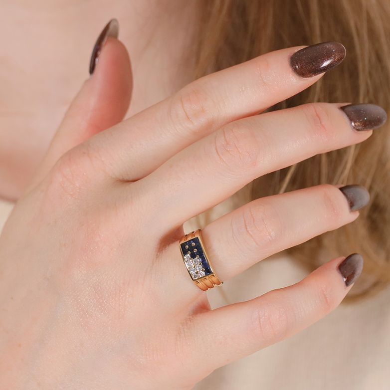 Bague or jaune saphir et diamant(s) 