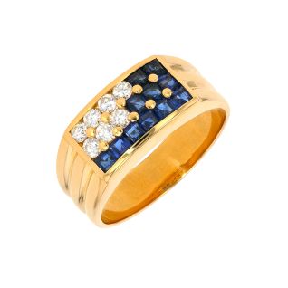 Bague or jaune saphir et diamant(s)