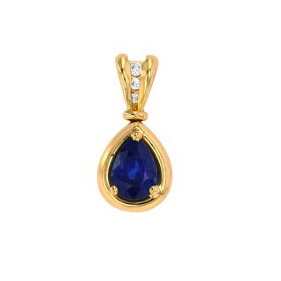 Pendentif or jaune saphir et diamant(s)