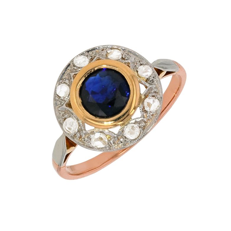 Bague 2 ors saphir et diamant(s) Vintage