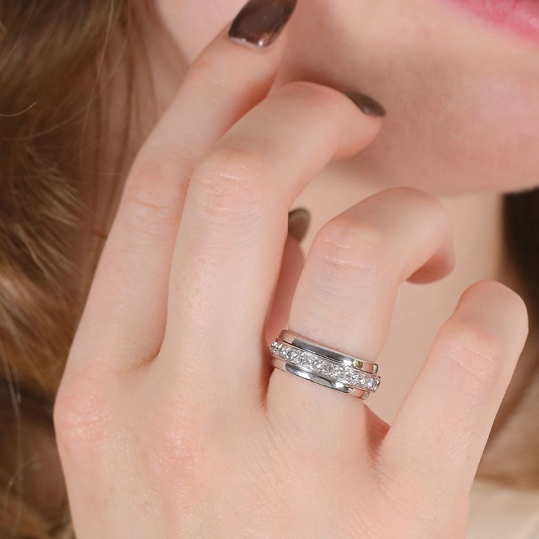 Alliance or gris diamant (s) Tournante