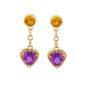 Boucles d'oreilles or jaune Pierres fines améthystes et citrines