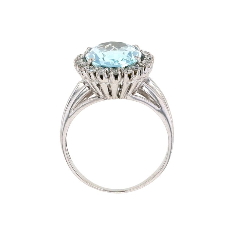 Bague or gris aigue-marine 