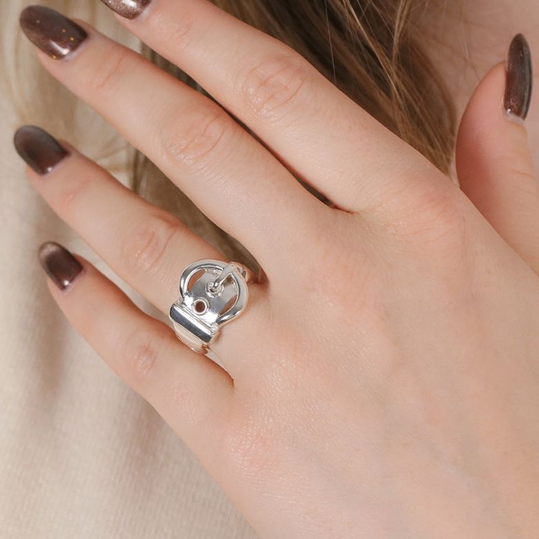 Bague argent signé HERMES MODELE BOUCLE SELLIER