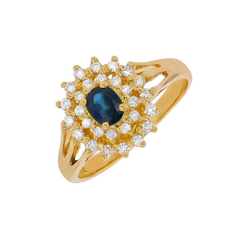Bague or jaune saphir et diamant(s)