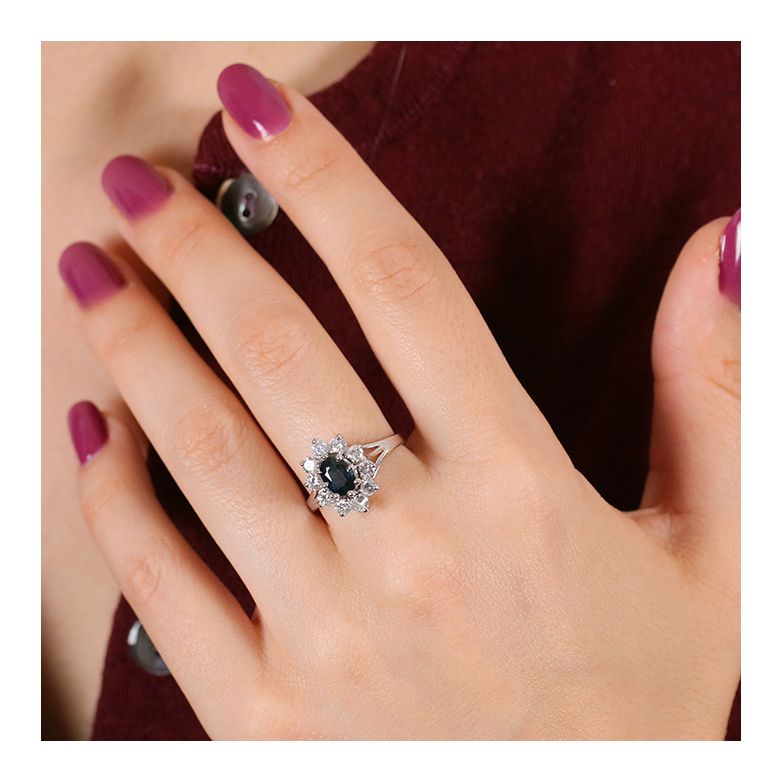 Bague or gris saphir et diamant(s) 
