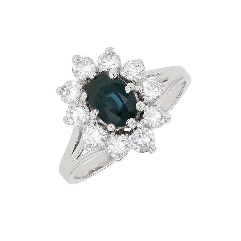 Bague or gris saphir et diamant(s)