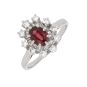 Bague or gris diamant,P.fine grenat