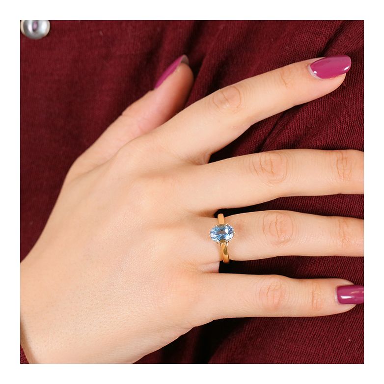 Bague or jaune aigue-marine 
