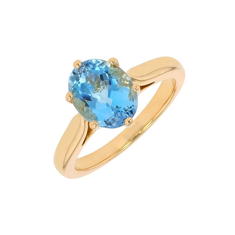 Bague or jaune aigue-marine