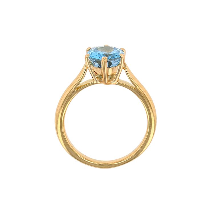 Bague or jaune aigue-marine 