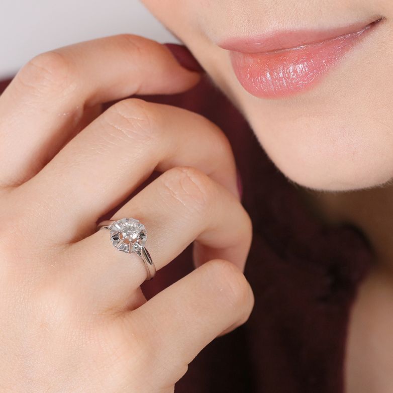 Solitaireor gris diamant (s) Vintage 