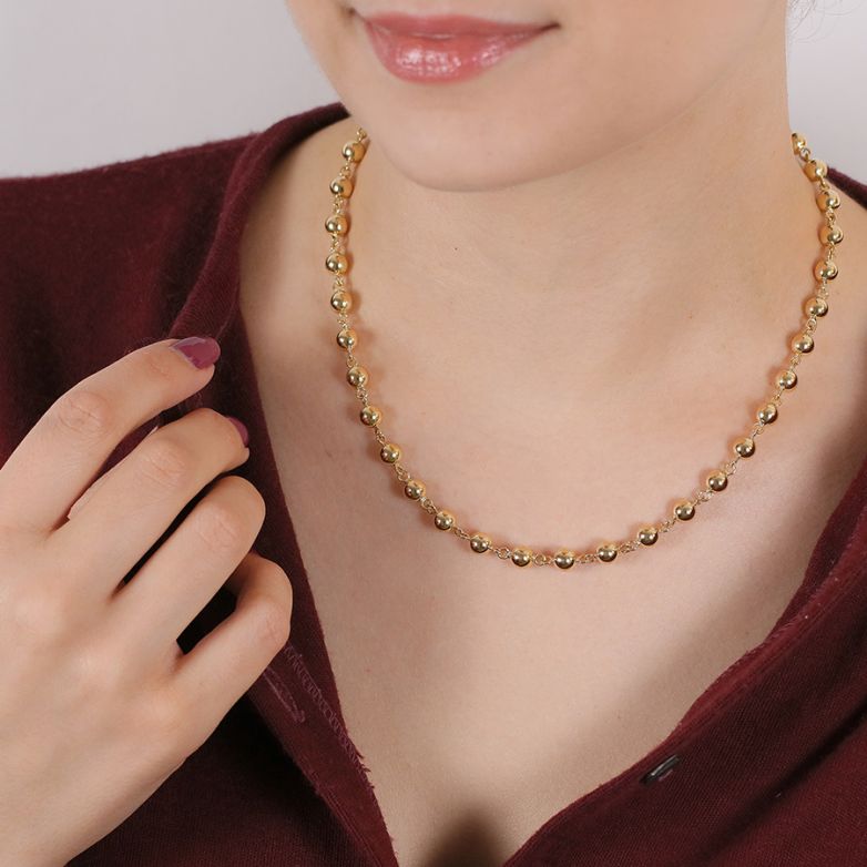 Collier maille boules or jaune 