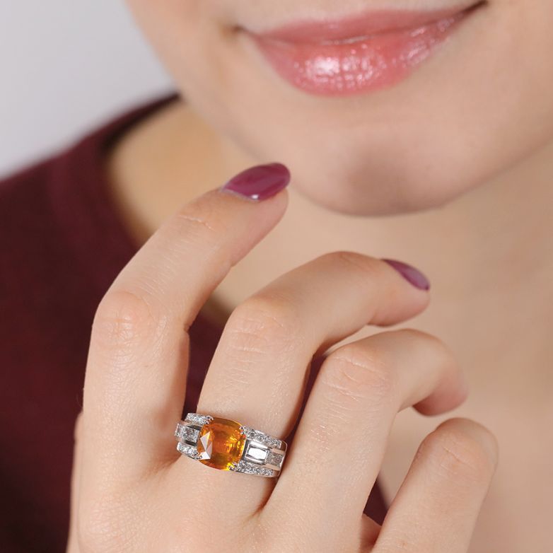 Bague or gris saphir et diamant(s) 