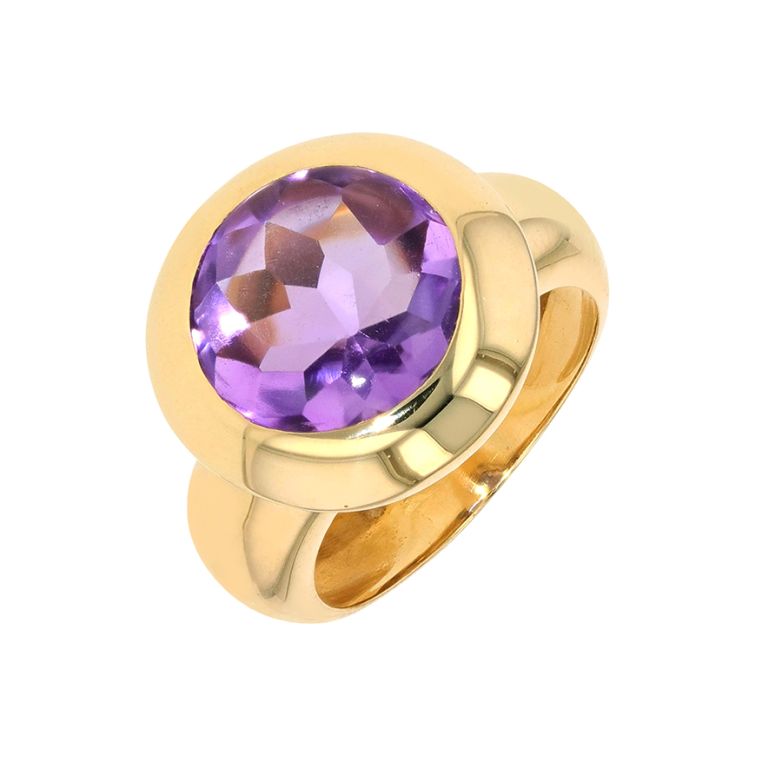 Bague or jaune Améthystes