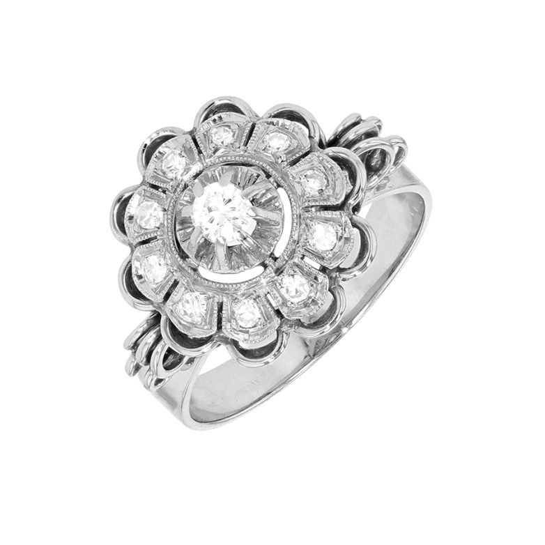 Bague or gris diamant (s) Vintage
