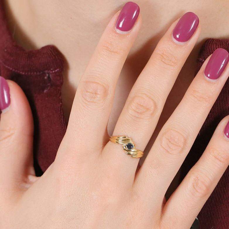 Bague or jaune Saphir 